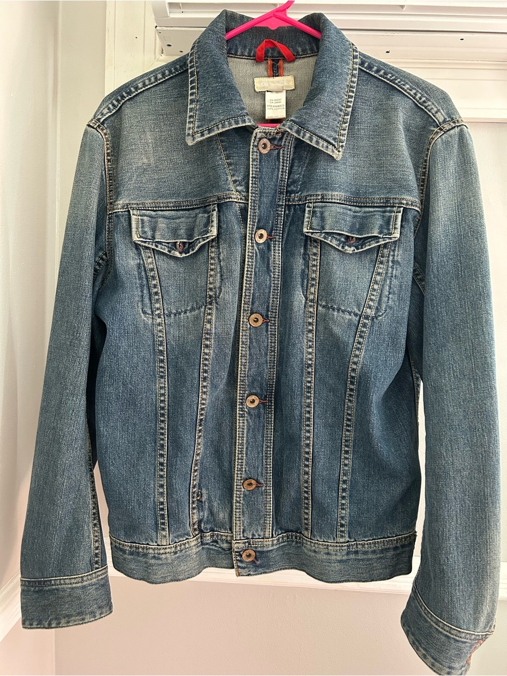 Diesel Blue Denim Jacket with Red Tab Detail